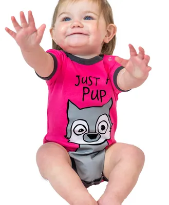 Just A Pup Wolf Pink Infant Creeper