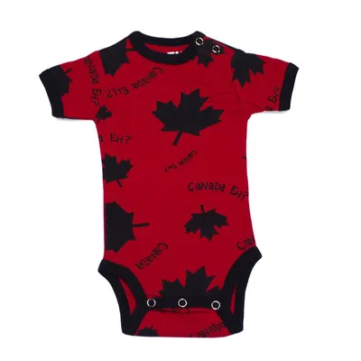 Canada Eh? Red With Maple Leafs Infant Creeper