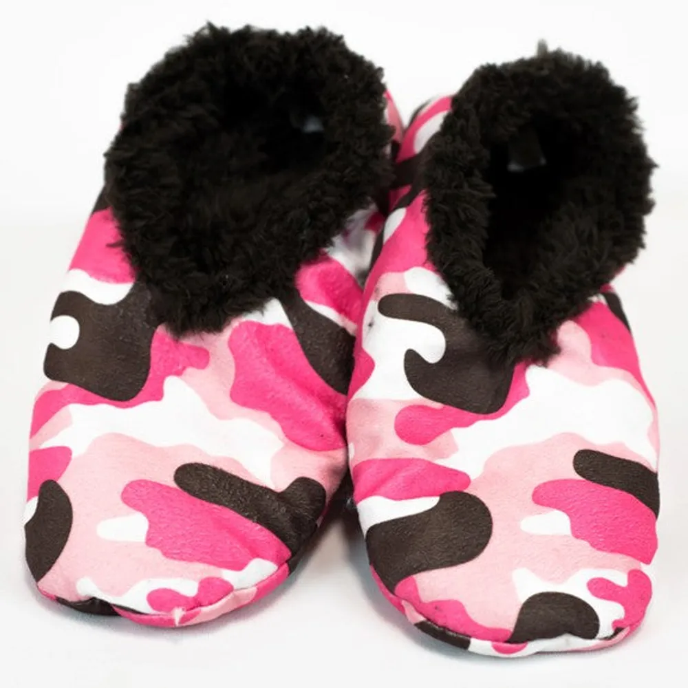 Pink Camo Deer Fuzzy Feet Slippers