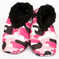 Pink Camo Deer Fuzzy Feet Slippers