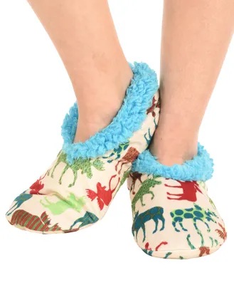 Pattern Moose Fuzzy Feet Slipper