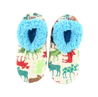 Pattern Moose Fuzzy Feet Slipper