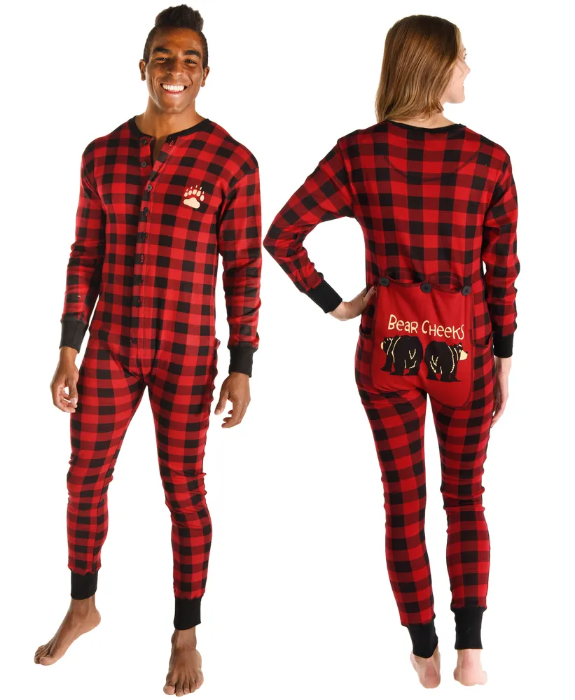 Bear Cheeks Adult Plaid Onesie Flapjack