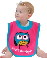 Hoo's Hungry Owl Pink Infant Bib