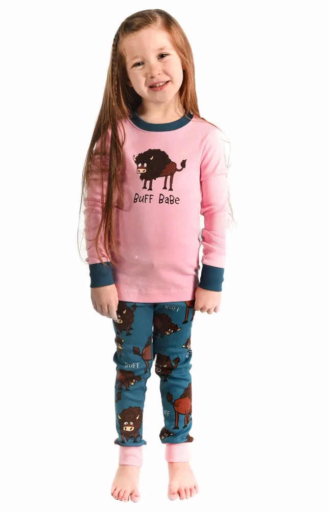 Buff Babe Pink Kid's Long Sleeve PJ's