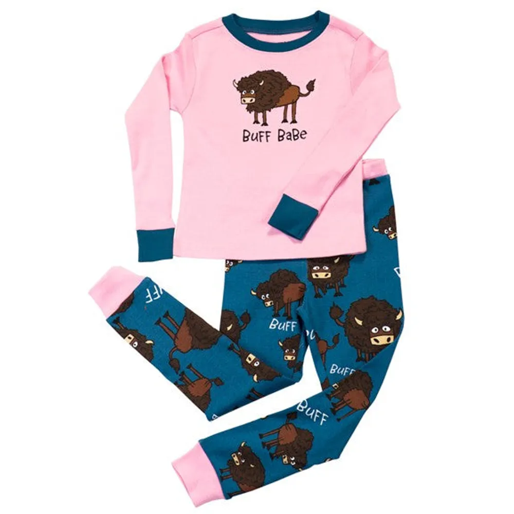 Buff Babe Pink Kid's Long Sleeve PJ's