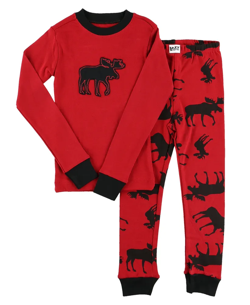 Red Classic Moose Kid's Long Sleeve PJ's