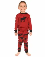 Red Classic Moose Kid's Long Sleeve PJ's