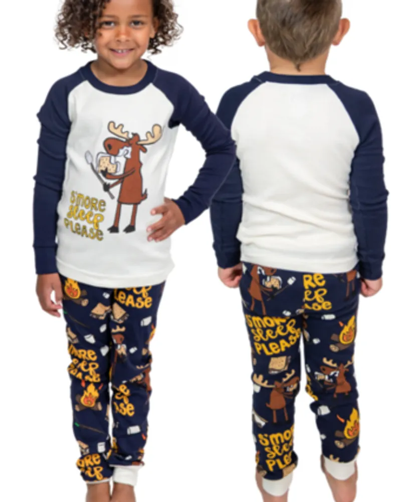 S'more Sleep Please Kid's Long Sleeve Moose PJ's