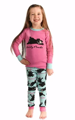 Bearly Awake Kid's Long Sleeve Pink PJ Set