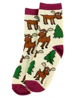 Moose Hug Purple Kid Sock