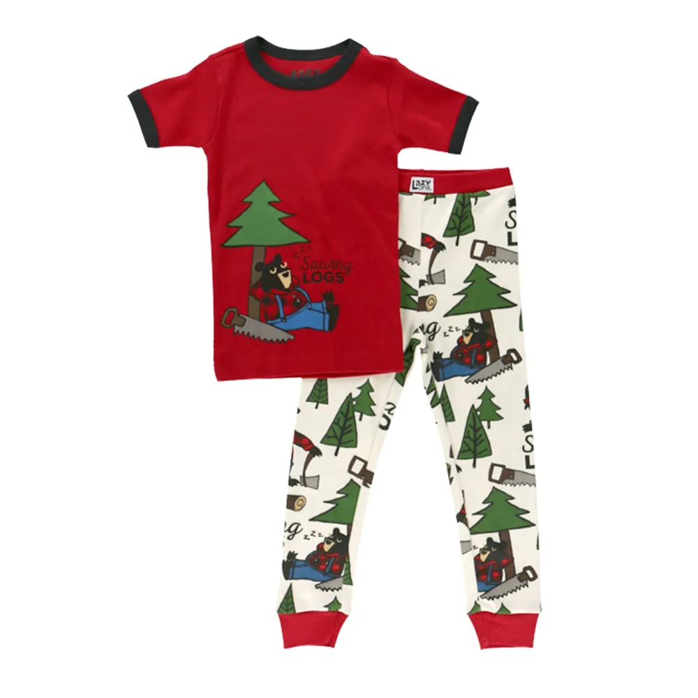 Sawing Logs Kid's Short Sleeve Bear PJ's