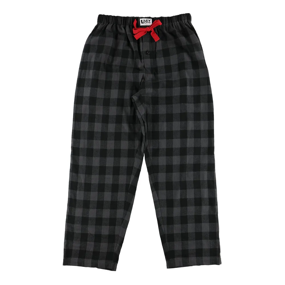 Grey Plaid Men's Flannel PJ Pant