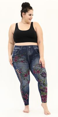 Plus Jeggings Colorful Print Design