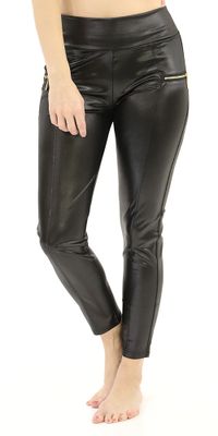 Leather Leggings with Zipper Pocket
