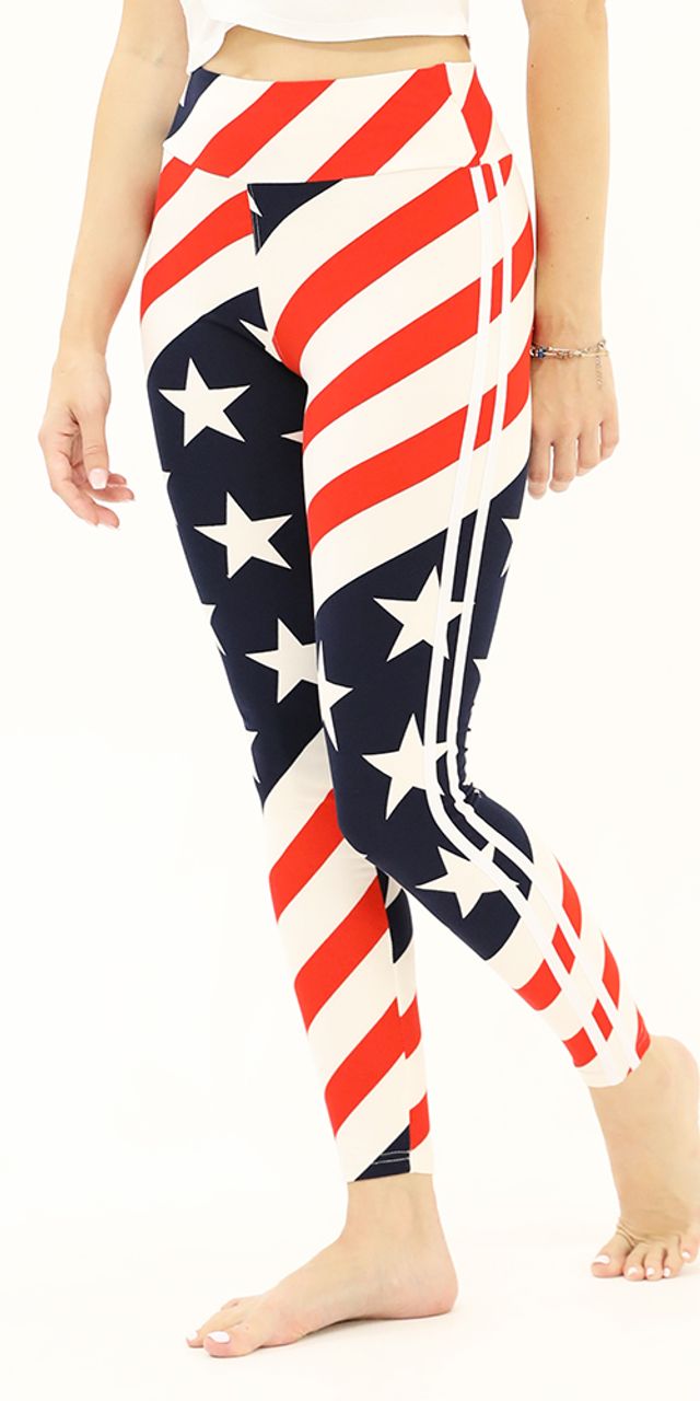 Leggings Park Buttery-Soft High-Waist Side-Striped Flag Leggings