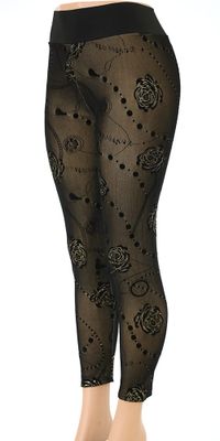 Golden Roses Leggings w/Stone