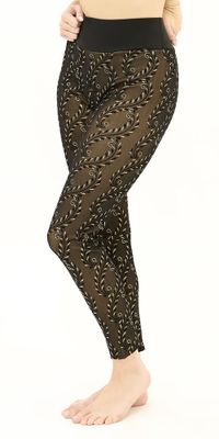 Tangled Golden Leaves Leggings w/Stone