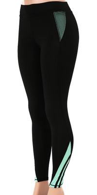 High Waisted Leggings with Aqua Ankle Design