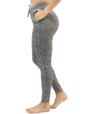 Double Pockets Titanium Joggers Yoga Pants with Aqua Stitch Details