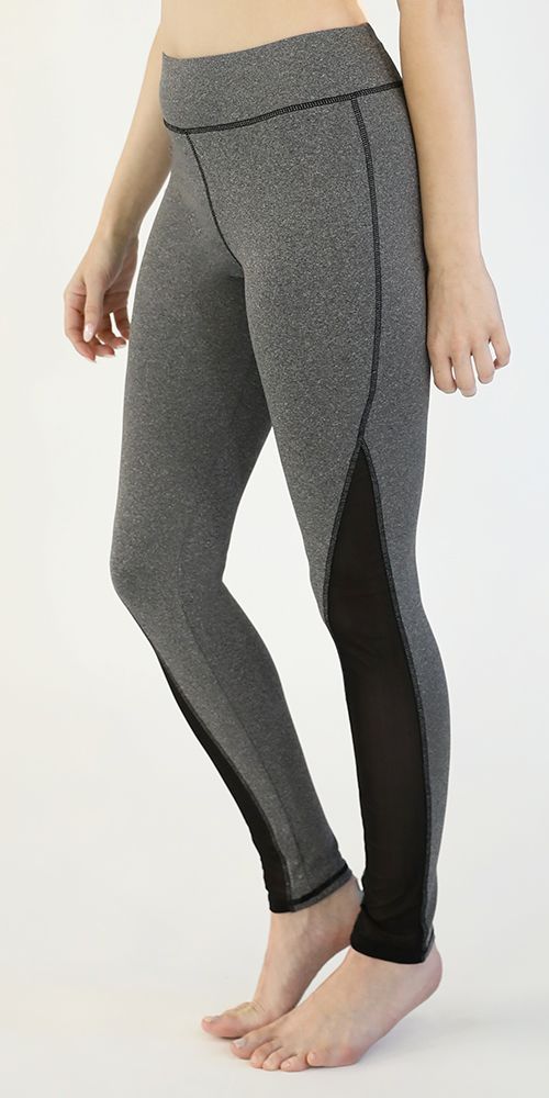 Mesh-Panel Activewear Ankle Length Leggings w Back Pocket, Heather Charcoal  - Walmart.com