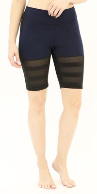 High Waisted Mesh Trainer Cycling Shorts – Navy