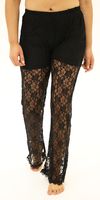 Flower Design Lace Leggings Flare Black