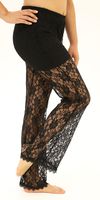 Flower Design Lace Leggings Flare Black