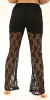 Flower Design Lace Leggings Flare Black