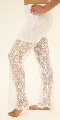 Daisy Flowers Lace Leggings Flare White