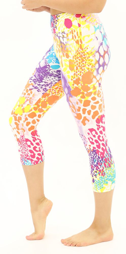 High Waisted Buttery Soft Summer Splash Capri Leggings