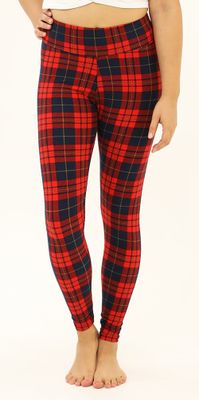 Kids Buttery-Soft Plaid Red&Black Leggings