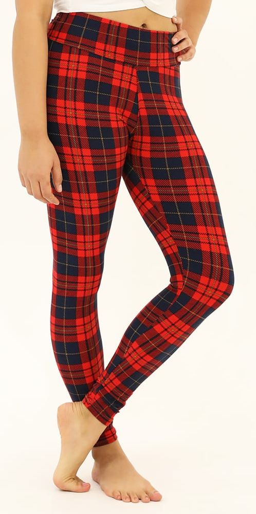 Red Plaid Leggings With Pockets for Women, 5 High Waist, Yoga Pants,  Buttery Soft, Tummy Control, Non-see Through, One Size, Plus Size, 2XL -  Etsy