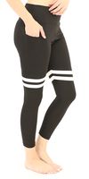 High-Waist 7/8 Striped Active Yoga Leggings with Pocket