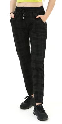 Black Winter Lined Plaid Pants Leggings with Pockets