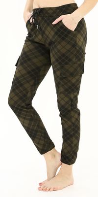 Plaid Pants with Pockets Olive Green