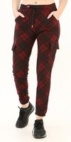 Plaid Pants with Pockets Burgundy