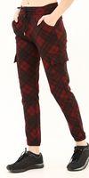 Plaid Pants with Pockets Burgundy