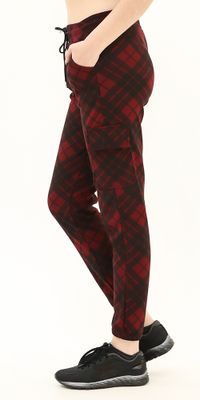 Plaid Pants with Pockets Burgundy