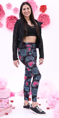 Plus Buttery-Soft High-Waist Valentine’S Day Colorful Hearts Leggings