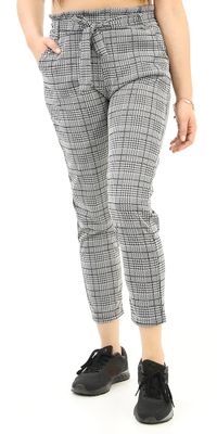 High-Waisted Pocket Belted Plaid Pants