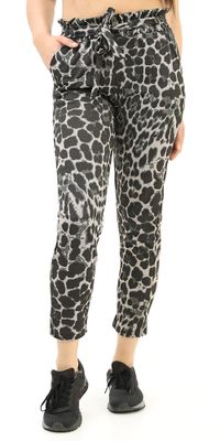 High-Waisted Pocket Belted Leopard Pants