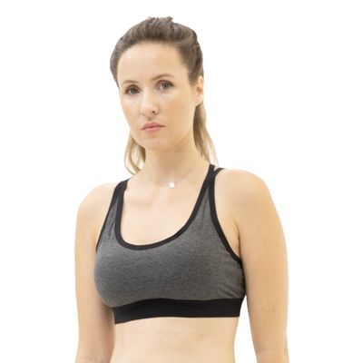 Work-Out Yoga Gym Fitness Titanium&Black Colors Sport Bra with Strappy Back