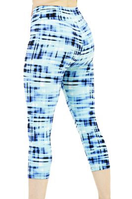 Buttery Soft High-Waist Blue Stripes Capri Leggings