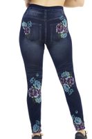 Comfy Blue Jeggings With Flower Prints