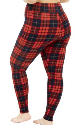 Plus Size Buttery-Soft High-Waist Plaid Red & Black Leggings