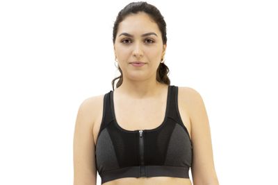 Zip Front Work-Out Yoga Gym Fitness Titanium & Sport Bra