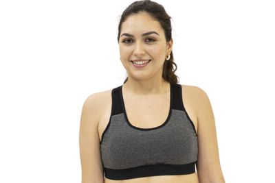 Work-Out Yoga Gym Fitness Titanium & Black Sport Bra with Racerback