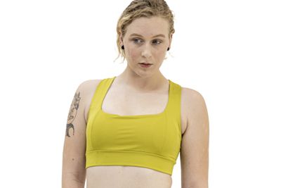 All Level Golden Lime Sport Yoga Bra with Racerback Gym Fitness