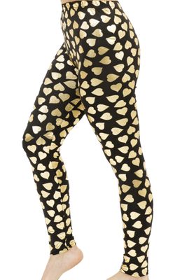 Golden Hearts Shiny Leggings